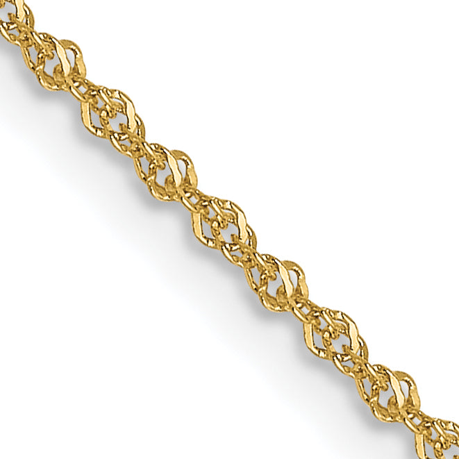 22 Inch 14K Yellow Gold 1mm Sparkle Singapore Chain Necklace