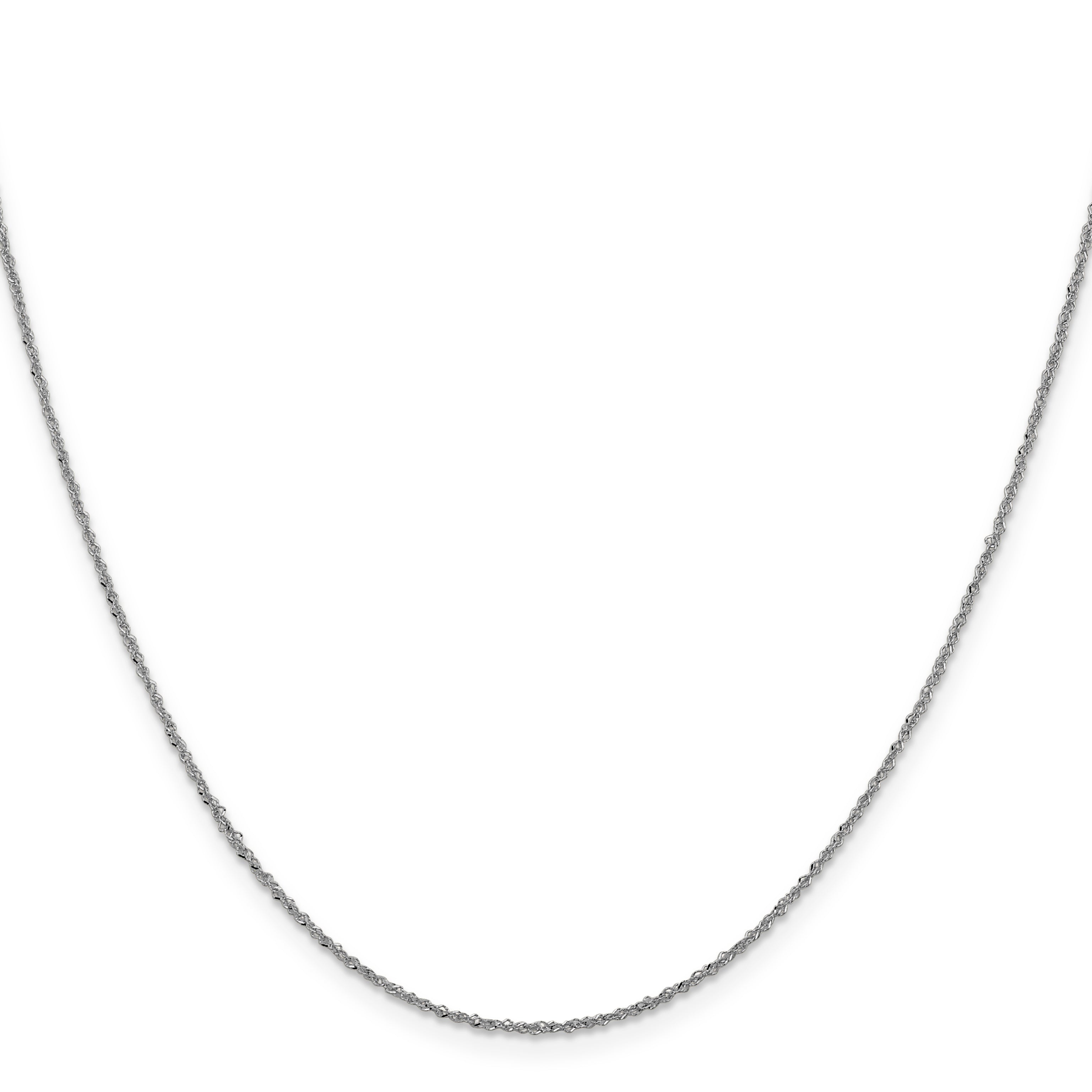 18 Inch 14K White Gold 1mm Sparkle Singapore Chain Necklace