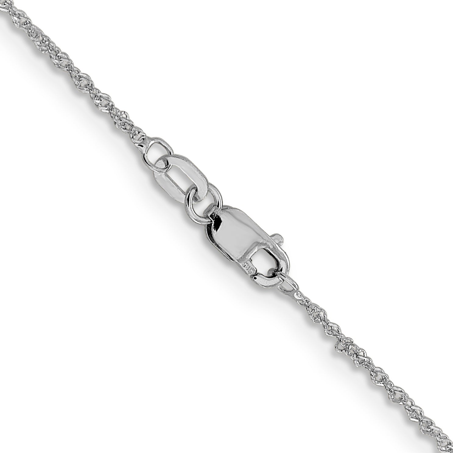 18 Inch 14K White Gold 1mm Sparkle Singapore Chain Necklace