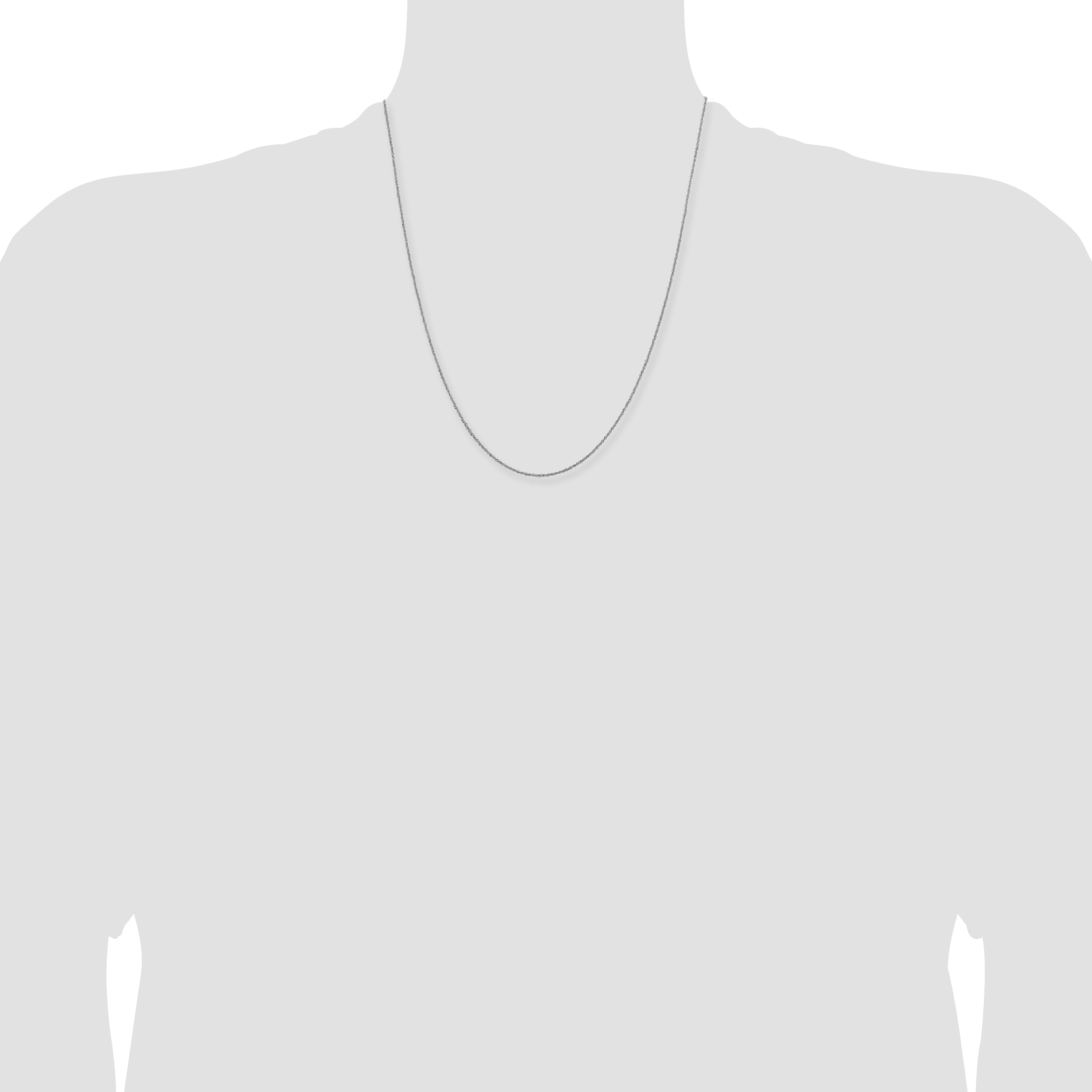 22 Inch 14K White Gold 1mm Sparkle Singapore Chain Necklace