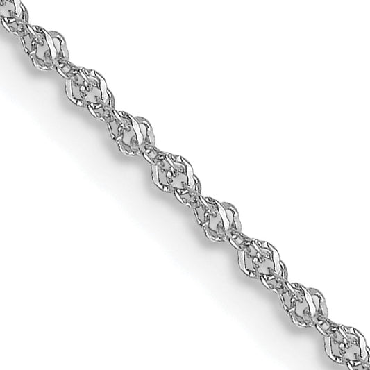 18 Inch 14K White Gold 1mm Sparkle Singapore Chain Necklace