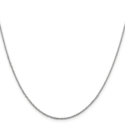 24 Inch 14K White Gold 1.3mm Sparkle Singapore Chain Necklace