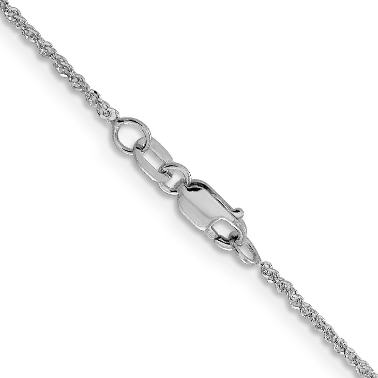 24 Inch 14K White Gold 1.3mm Sparkle Singapore Chain Necklace