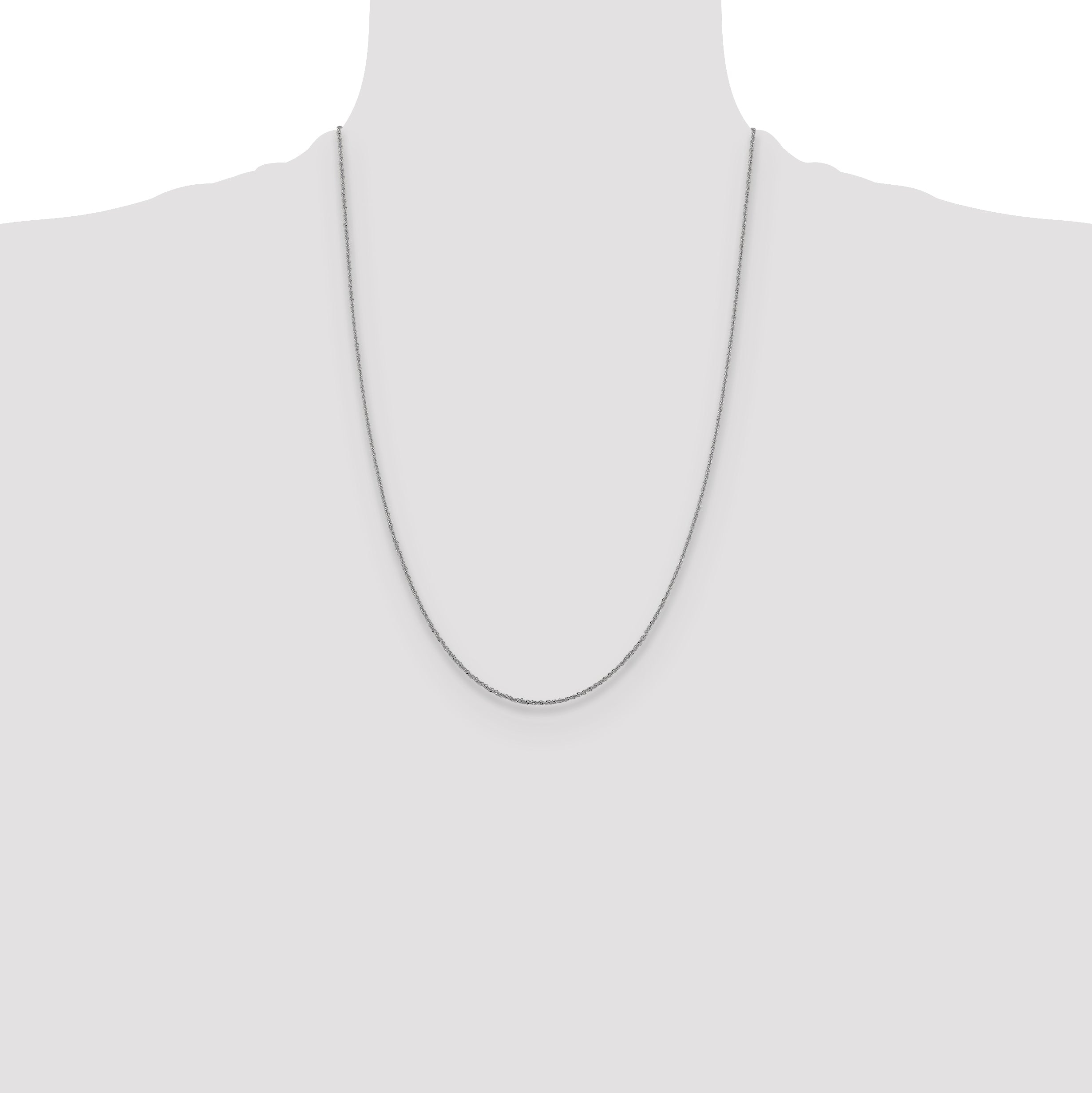 24 Inch 14K White Gold 1.3mm Sparkle Singapore Chain Necklace