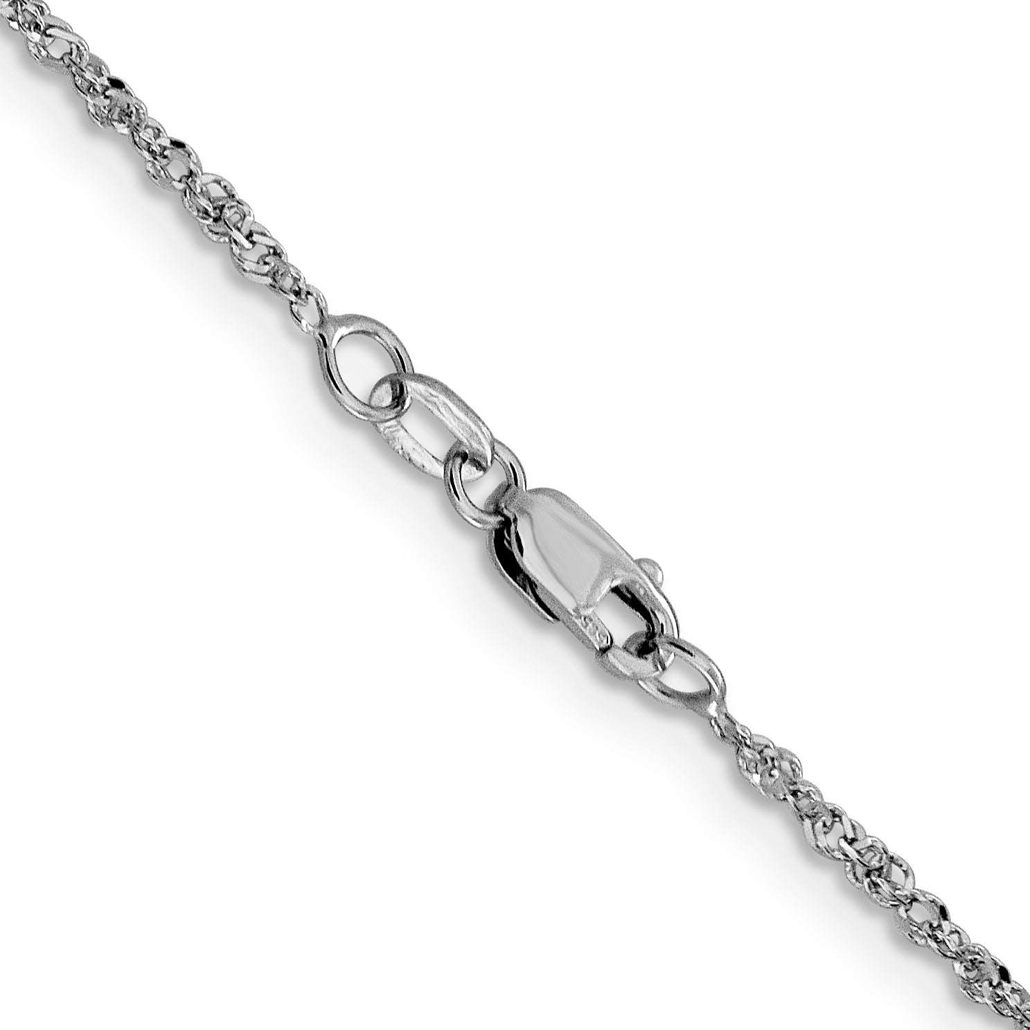 18 Inch 14K White Gold 1.6mm Sparkle Singapore Chain Necklace