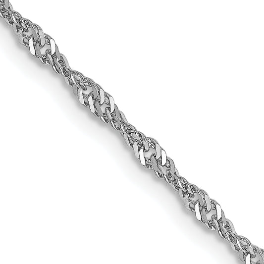 24 Inch 14K White Gold 1.6mm Sparkle Singapore Chain Necklace
