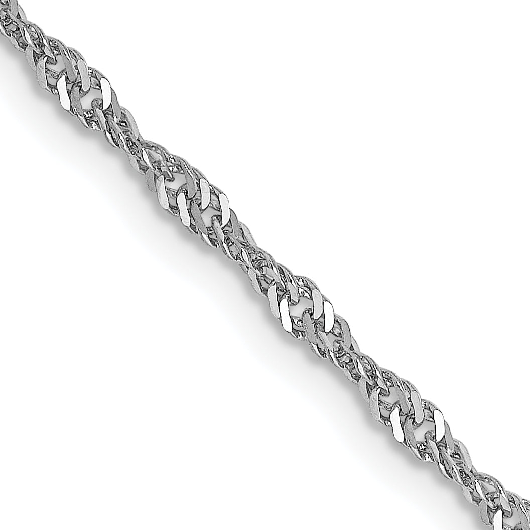 20 Inch 14K White Gold 1.6mm Sparkle Singapore Chain Necklace