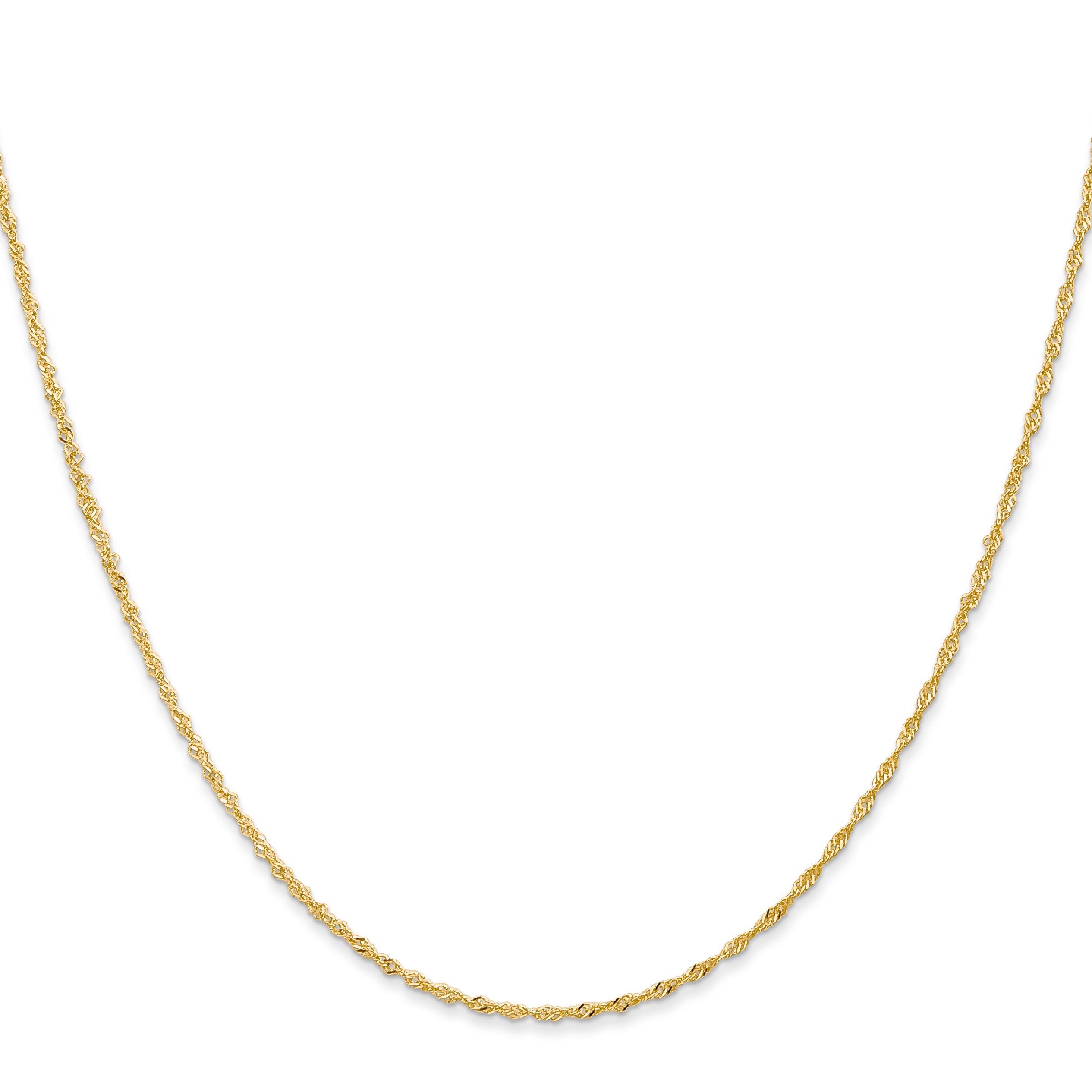 18K Yellow Gold 20 Inch 1.1mm Singapore With Spring Ring Clasp Chain Necklace