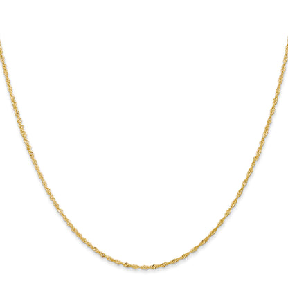 18K Yellow Gold 18 Inch 1.1mm Singapore With Spring Ring Clasp Chain Necklace