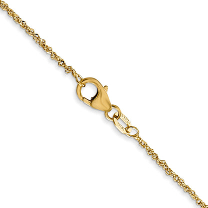 18K Yellow Gold 20 Inch 1.1mm Singapore With Spring Ring Clasp Chain Necklace