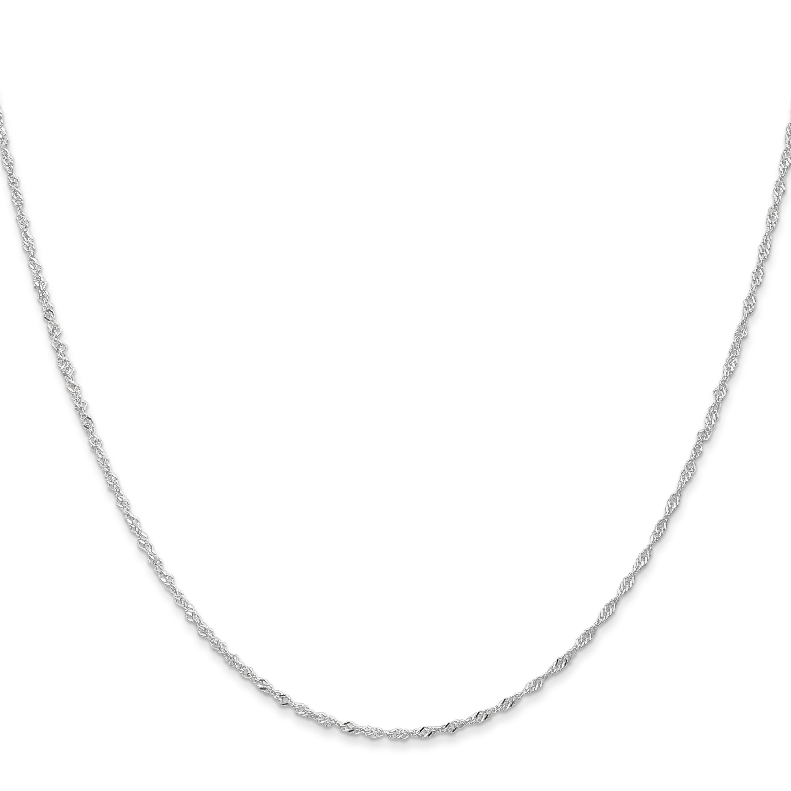 18K White Gold 16 Inch 1.1mm Singapore With Spring Ring Clasp Chain Necklace