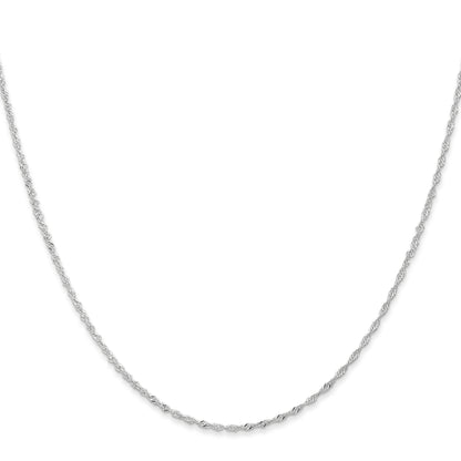 18K White Gold 16 Inch 1.1mm Singapore With Spring Ring Clasp Chain Necklace
