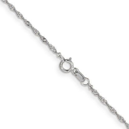 18K White Gold 16 Inch 1.1mm Singapore With Spring Ring Clasp Chain Necklace