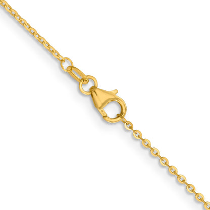 18 Inch 18K Yellow Gold 1.5mm D/C Cable Chain Necklace