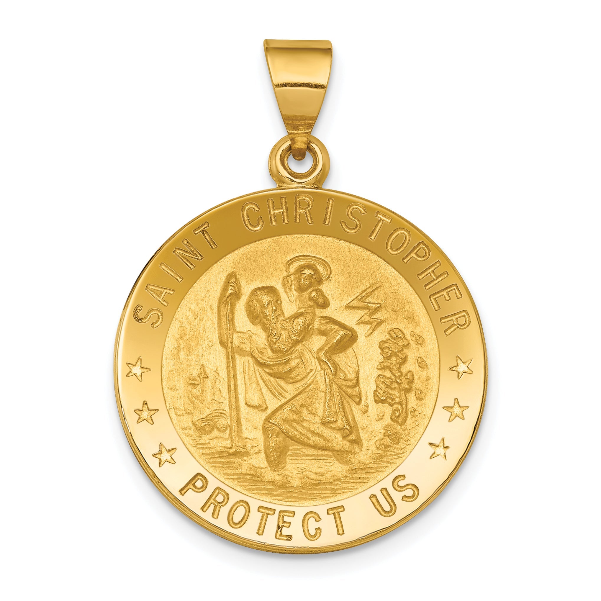 18K Yellow Gold Saint Christopher Medal Pendant