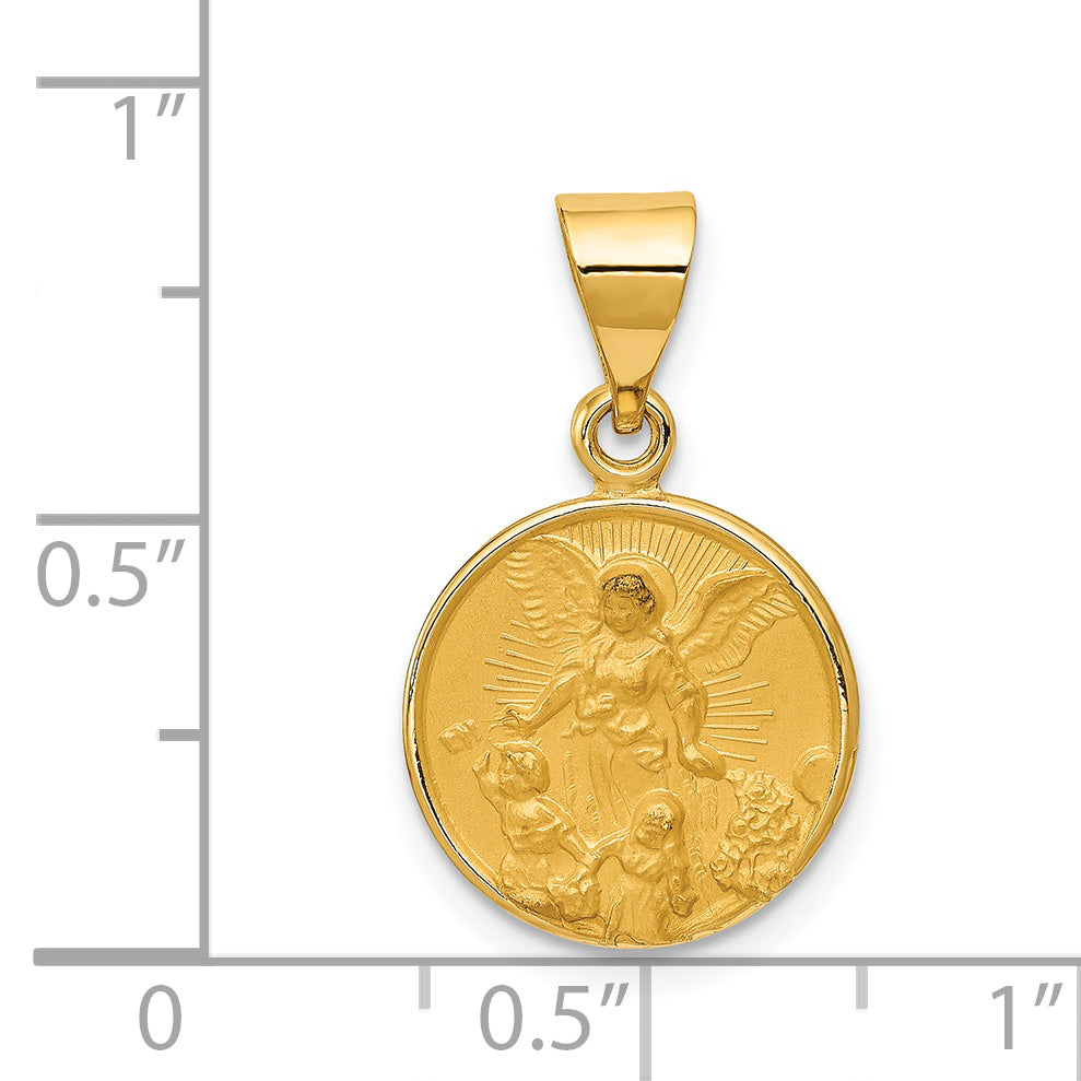 18K Yellow Gold Guardian Angel Medal Pendant