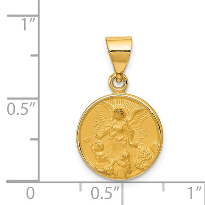 18K Yellow Gold Guardian Angel Medal Pendant