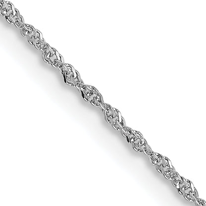 16 Inch 14K White Gold .8mm Sparkle Singapore Chain Necklace