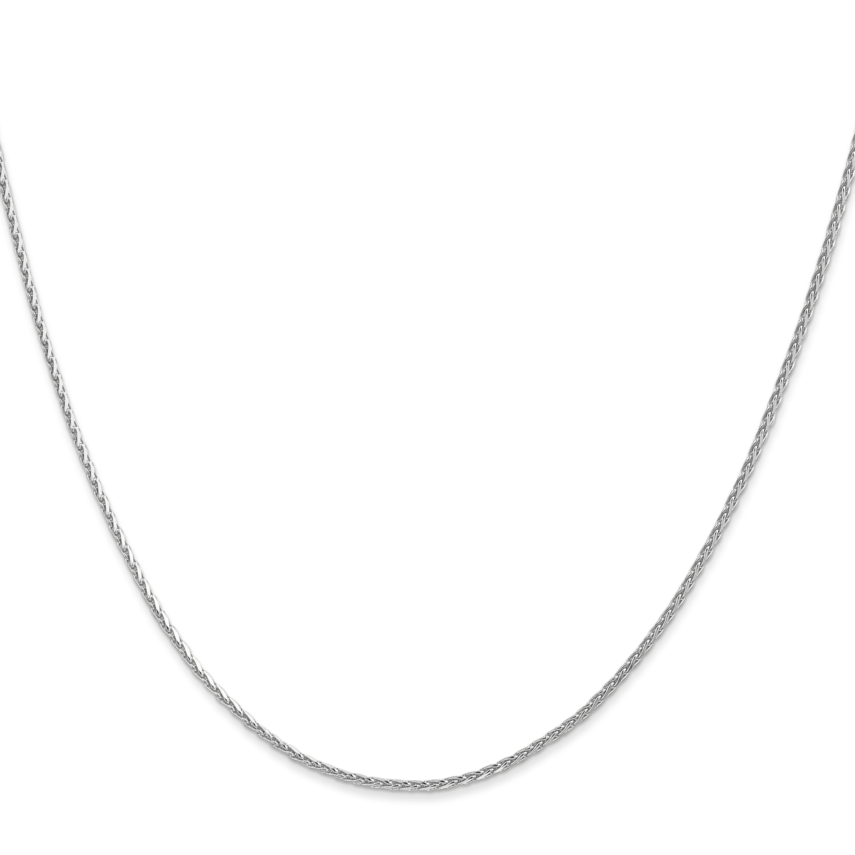 16 Inch 14K White Gold 1.3mm D/C Wheat Chain Necklace