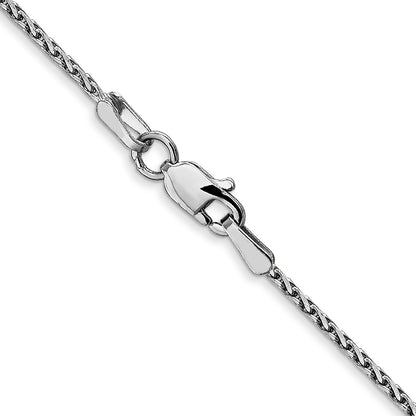 18 Inch 14K White Gold 1.3mm D/C Wheat Chain Necklace