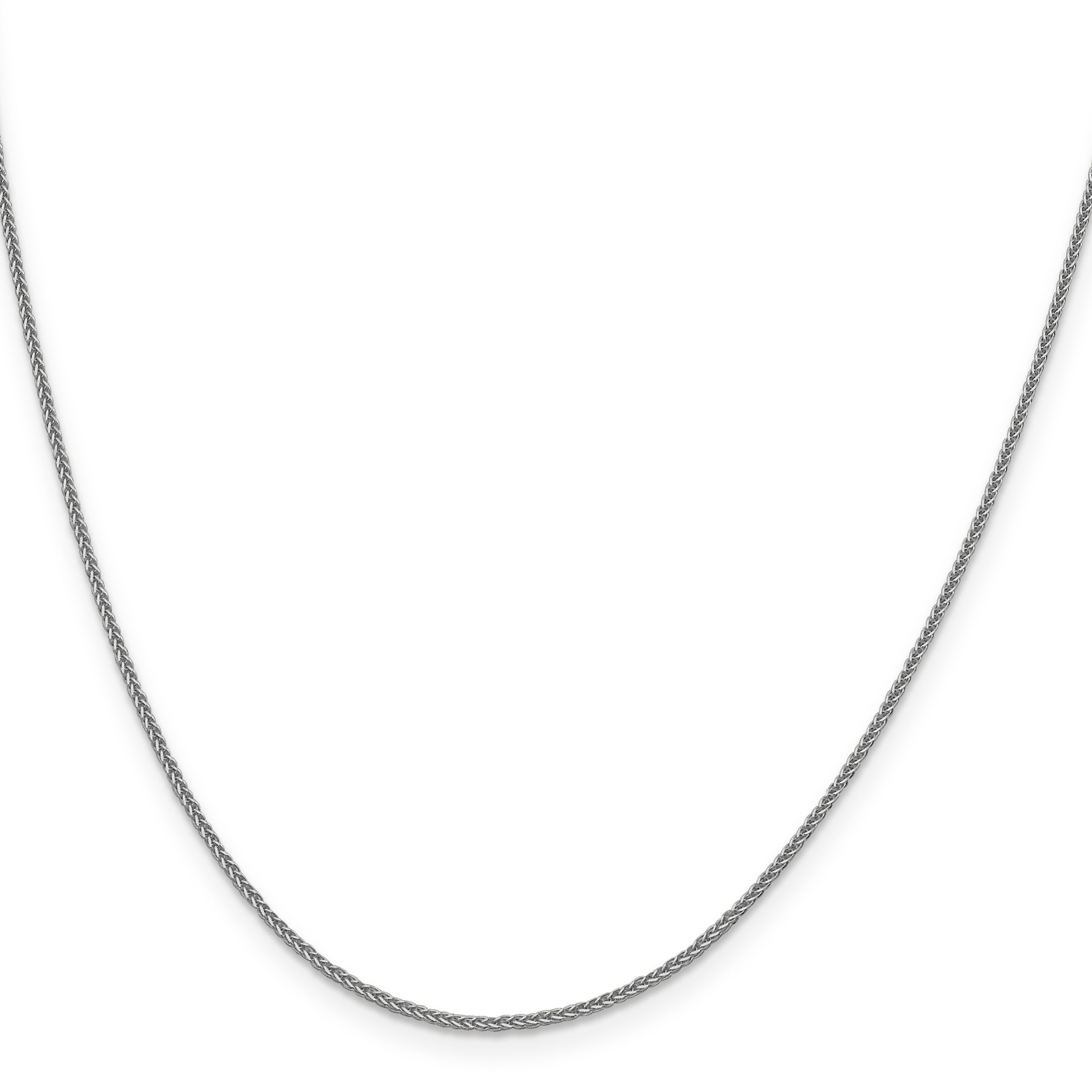 16 Inch 14K White Gold 1mm D/C Quadra Wheat Chain Necklace