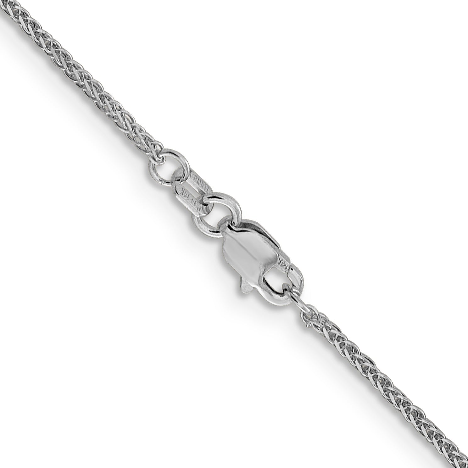 18 Inch 14K White Gold 1mm D/C Quadra Wheat Chain Necklace