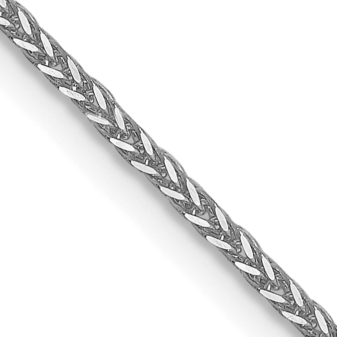 18 Inch 14K White Gold 1mm D/C Quadra Wheat Chain Necklace