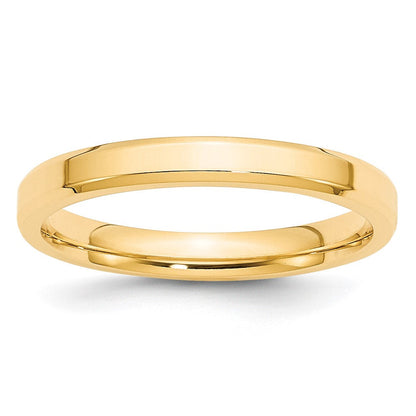 10k Yellow Gold 3mm Beveled Edge Comfort Fit Wedding Band Ring