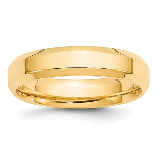 10k Yellow Gold 5mm Beveled Edge Comfort Fit Wedding Band Ring