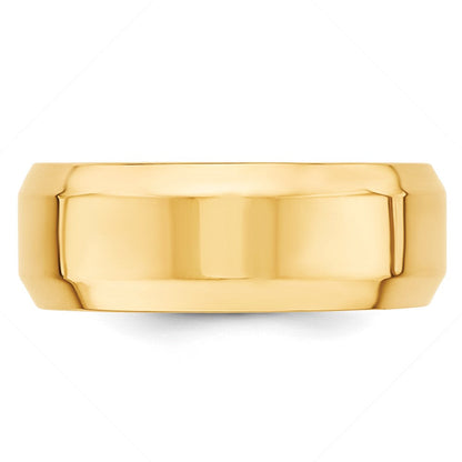 10k Yellow Gold 8mm Beveled Edge Comfort Fit Wedding Band Ring