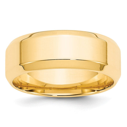10k Yellow Gold 8mm Beveled Edge Comfort Fit Wedding Band Ring