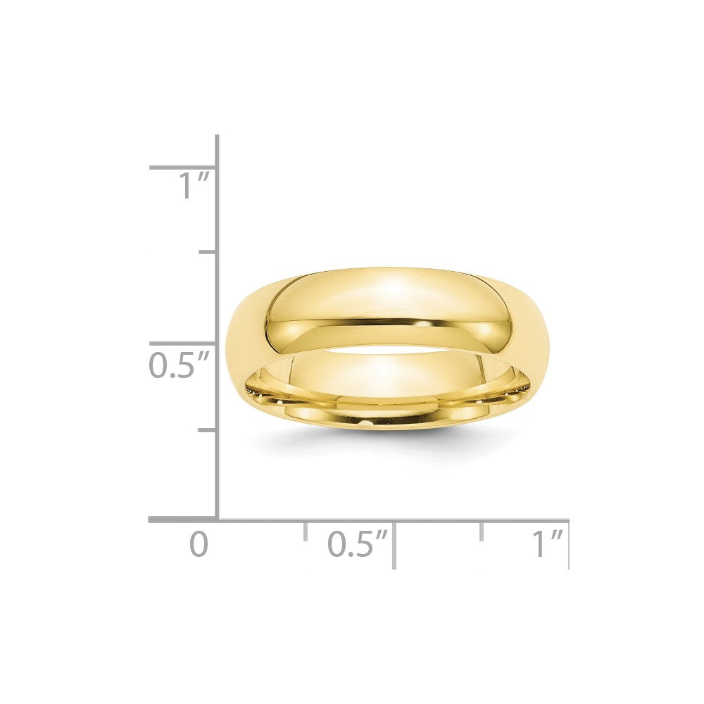 10k Yellow Gold 6mm Standard Weight Comfort Fit Wedding Band Ring