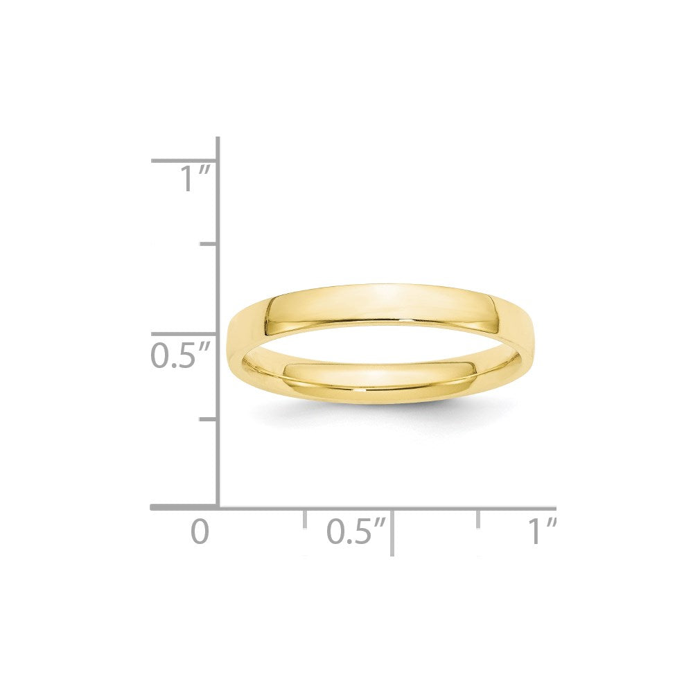 10k Yellow Gold 3mm Lightweight Comfort Fit Wedding Band Ring