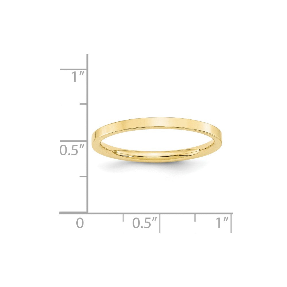 10k Yellow Gold 2mm Standard Weight Flat Comfort Fit Wedding Band Ring