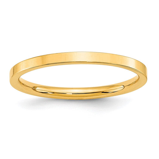 10k Yellow Gold 2mm Standard Weight Flat Comfort Fit Wedding Band Ring