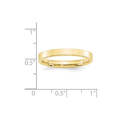 10k Yellow Gold 3mm Standard Weight Flat Comfort Fit Wedding Band Ring