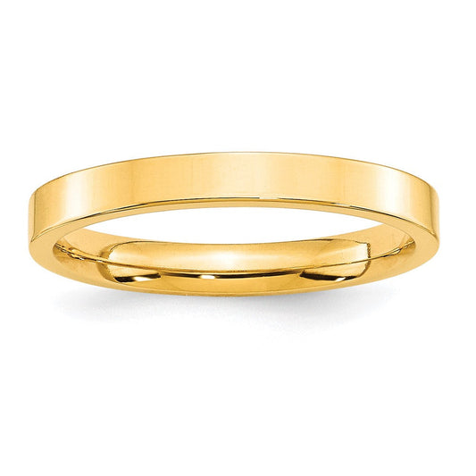 10k Yellow Gold 3mm Standard Weight Flat Comfort Fit Wedding Band Ring