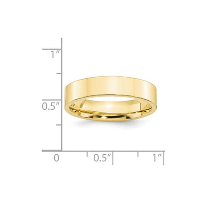 10k Yellow Gold 5mm Standard Weight Flat Comfort Fit Wedding Band Ring