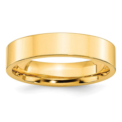 10k Yellow Gold 5mm Standard Weight Flat Comfort Fit Wedding Band Ring