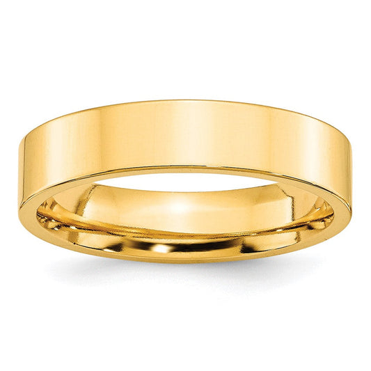10k Yellow Gold 5mm Standard Weight Flat Comfort Fit Wedding Band Ring
