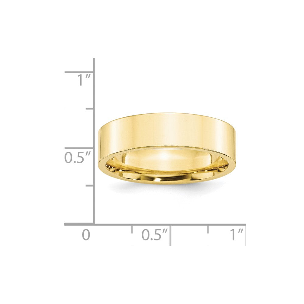 10k Yellow Gold 6mm Standard Weight Flat Comfort Fit Wedding Band Ring