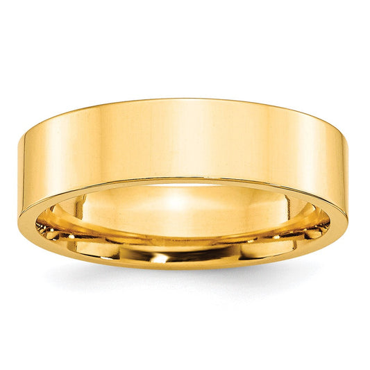 10k Yellow Gold 6mm Standard Weight Flat Comfort Fit Wedding Band Ring