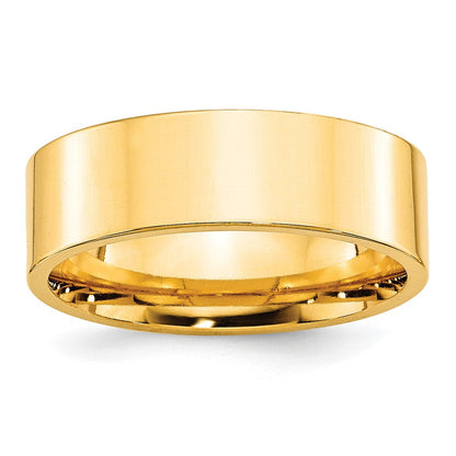 10k Yellow Gold 7mm Standard Weight Flat Comfort Fit Wedding Band Ring