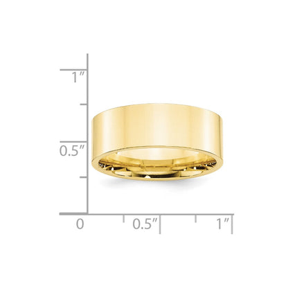 10k Yellow Gold 8mm Standard Weight Flat Comfort Fit Wedding Band Ring