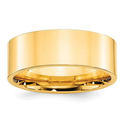 10k Yellow Gold 8mm Standard Weight Flat Comfort Fit Wedding Band Ring
