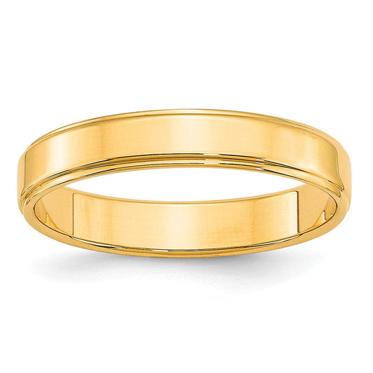 10k Yellow Gold 4mm Flat with Step Edge Wedding Band Ring
