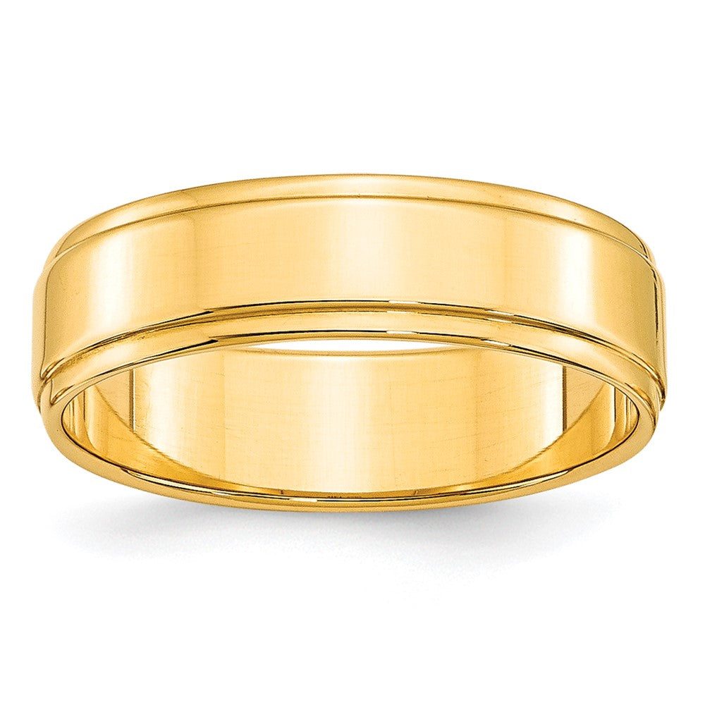 10k Yellow Gold 6mm Flat with Step Edge Wedding Band Ring