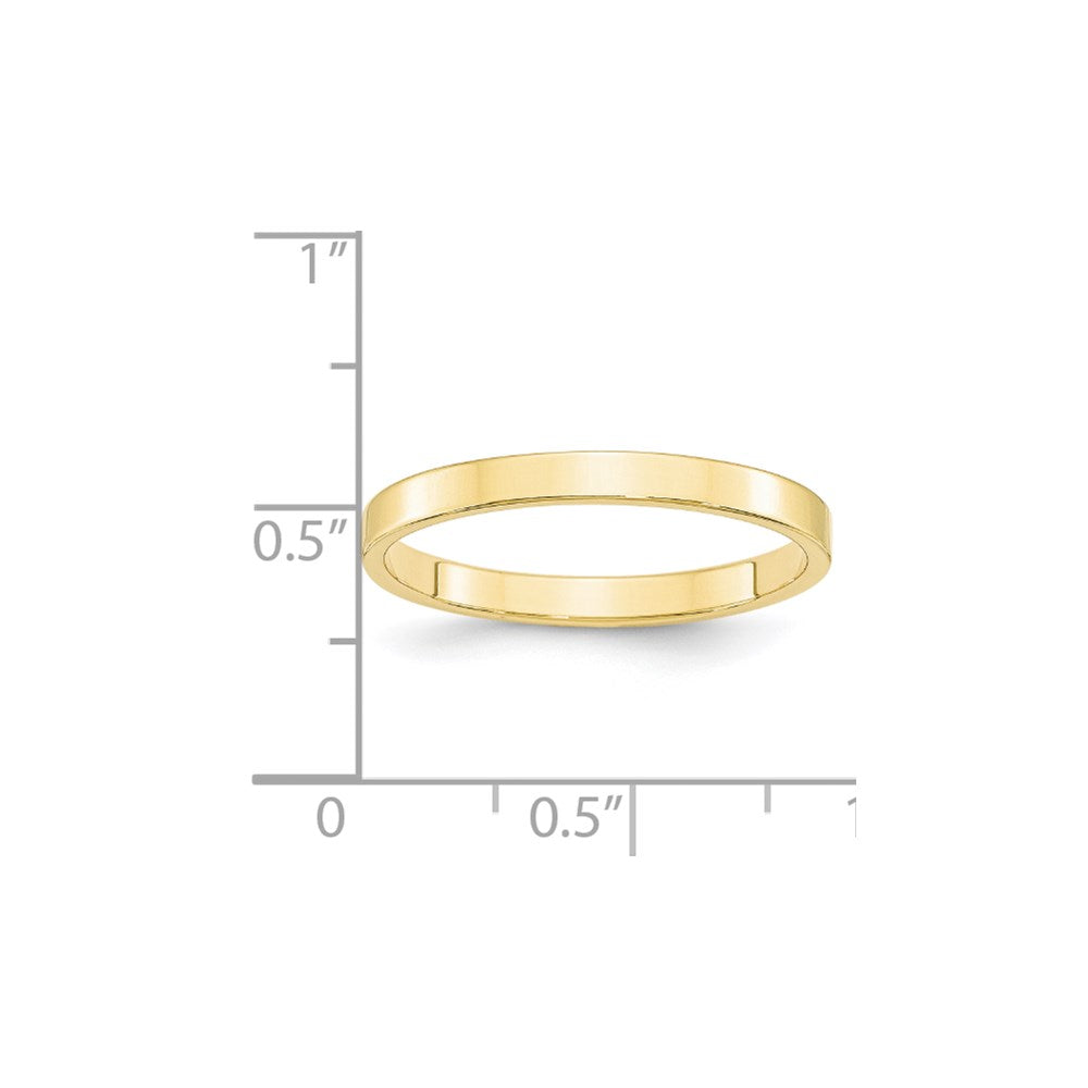 10k Yellow Gold 2.5mm Lightweight Flat Wedding Band Ring