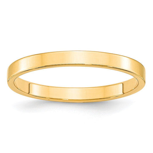 10k Yellow Gold 2.5mm Lightweight Flat Wedding Band Ring
