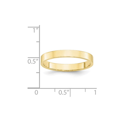 10k Yellow Gold 3mm Lightweight Flat Wedding Band Ring